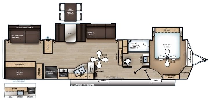 View 2021 Coachmen Catalina Destination 40BHTS complete specs and manufacturer brochures