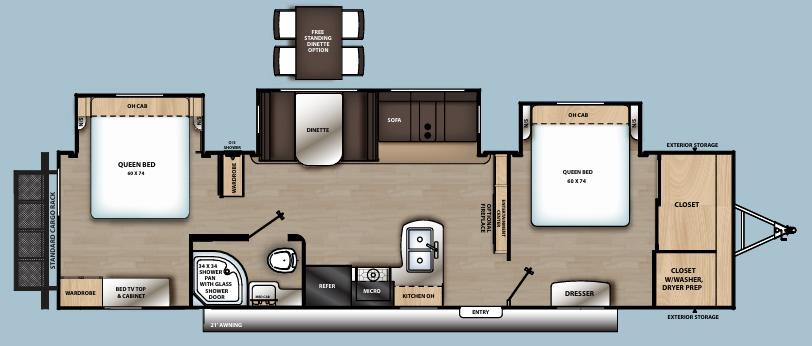 View 2021 Coachmen Catalina Legacy Edition 343BHTS2Q complete specs and manufacturer brochures