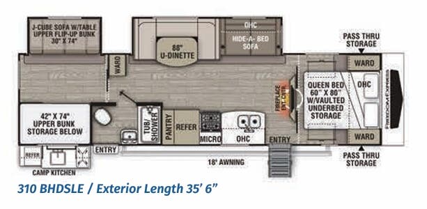 View 2021 Coachmen Freedom Express Liberty Edition 310 BHDSLE complete specs and manufacturer brochures