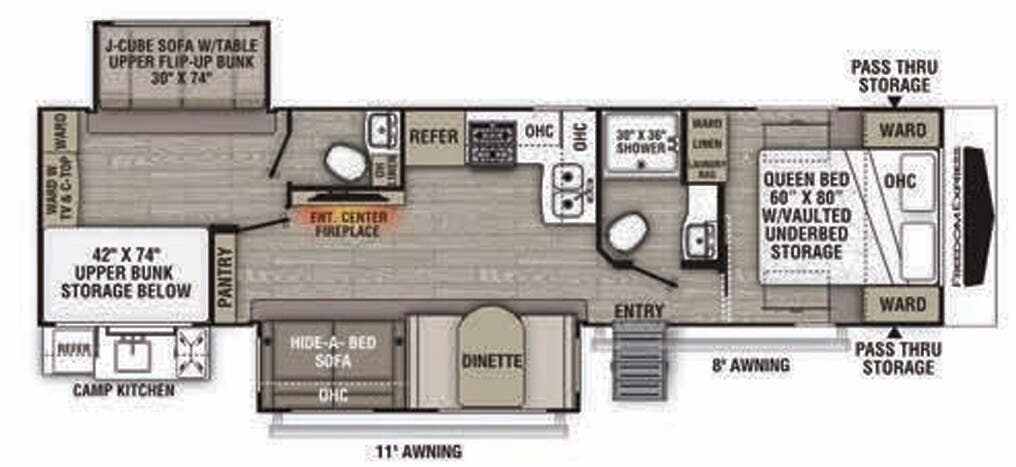 View 2021 Coachmen Freedom Express Maple Leaf Edition 326 BHDSLE complete specs and manufacturer brochures