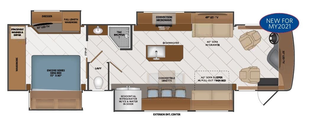 View 2021 Fleetwood Discovery LXE 36HQ complete specs and manufacturer brochures