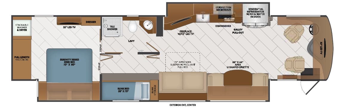View 2021 Fleetwood Discovery LXE 40G complete specs and manufacturer brochures