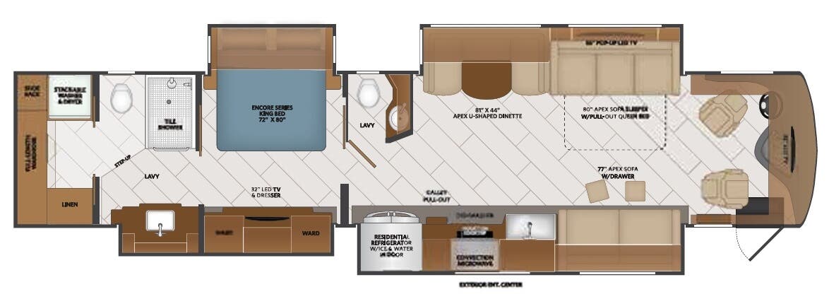 View 2021 Fleetwood Discovery LXE 44H complete specs and manufacturer brochures