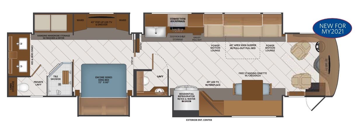 View 2021 Fleetwood Discovery LXE 44S complete specs and manufacturer brochures