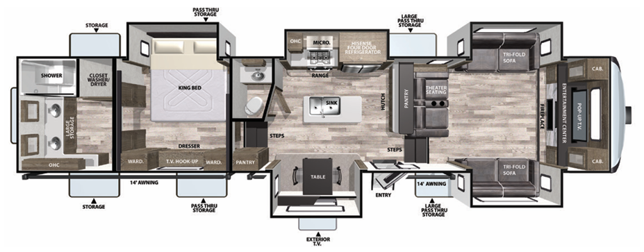 View 2021 Forest River Cardinal 25th Anniversary Edition 370FLX complete specs and manufacturer brochures