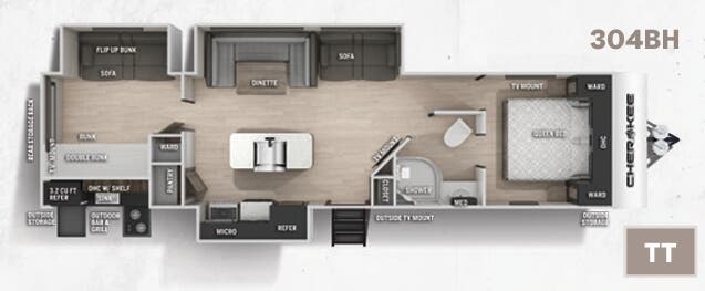 View 2021 Forest River Cherokee 304BH complete specs and manufacturer brochures