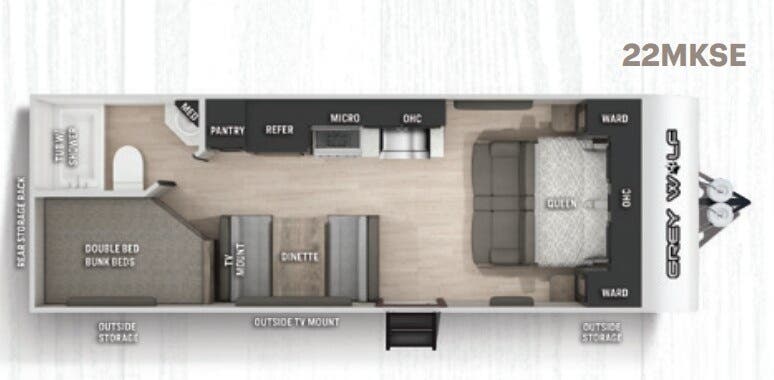 View 2021 Forest River Cherokee Grey Wolf 22MKSE complete specs and manufacturer brochures