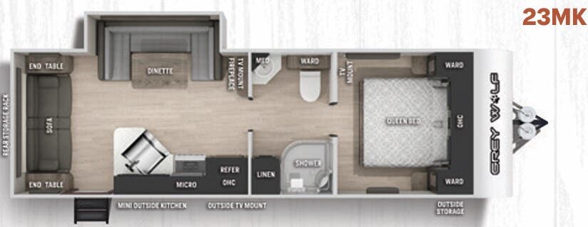 View 2021 Forest River Cherokee Grey Wolf 23MK complete specs and manufacturer brochures