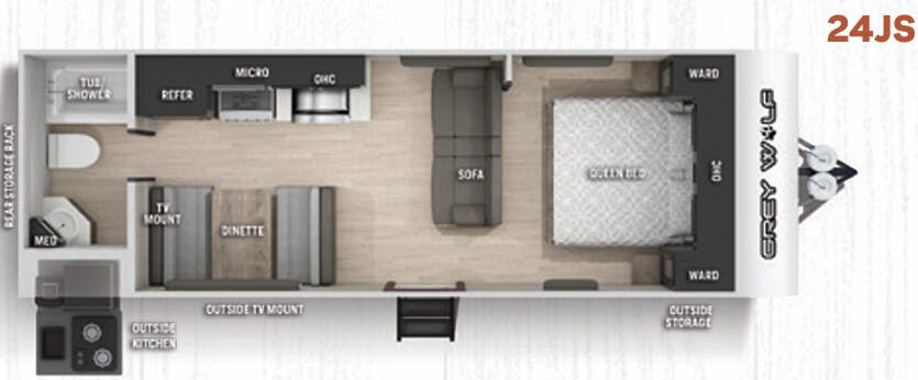 View 2021 Forest River Cherokee Grey Wolf 24JS complete specs and manufacturer brochures