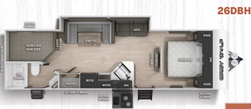 View 2021 Forest River Cherokee Grey Wolf 26DBH complete specs and manufacturer brochures