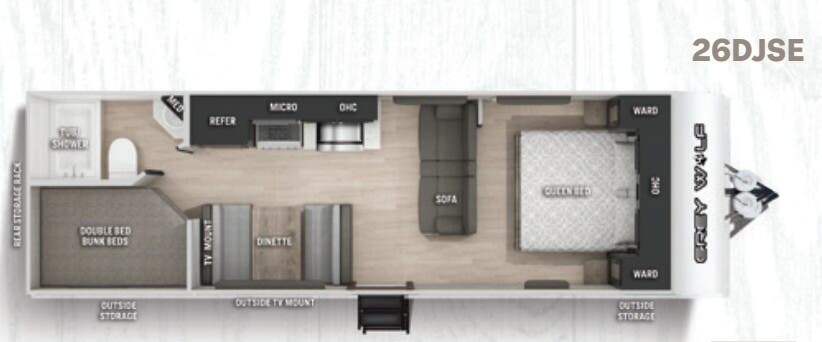 View 2021 Forest River Cherokee Grey Wolf 26DJSE complete specs and manufacturer brochures