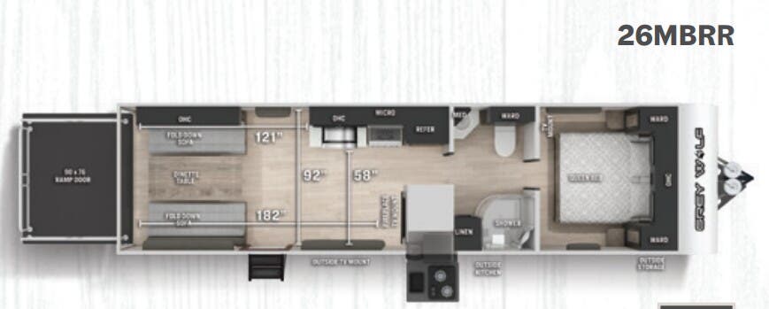 View 2021 Forest River Cherokee Grey Wolf 26MBRR complete specs and manufacturer brochures