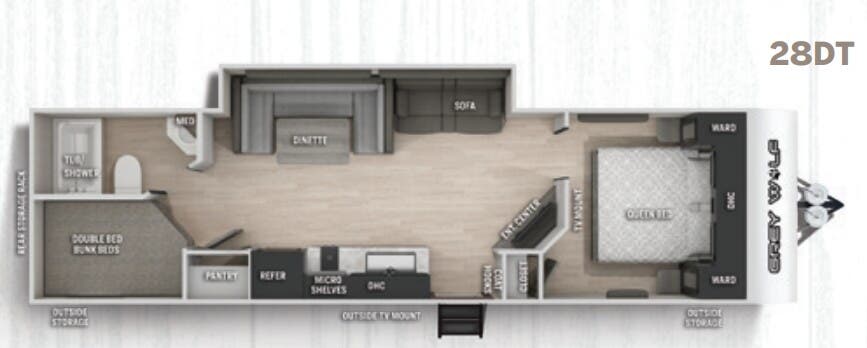 View 2021 Forest River Cherokee Grey Wolf 28DT complete specs and manufacturer brochures