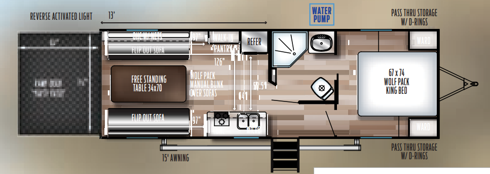 View 2021 Forest River Cherokee Wolf Pack Gold 22GOLD13 complete specs and manufacturer brochures