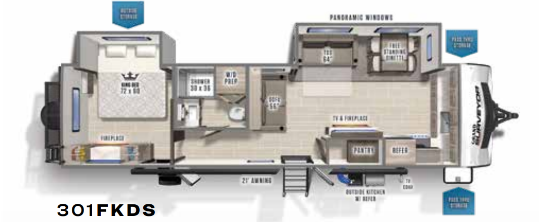 View 2021 Forest River Grand Surveyor 301FKDS complete specs and manufacturer brochures