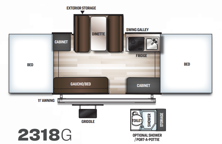 View 2021 Forest River Rockwood Freedom 2318G complete specs and manufacturer brochures