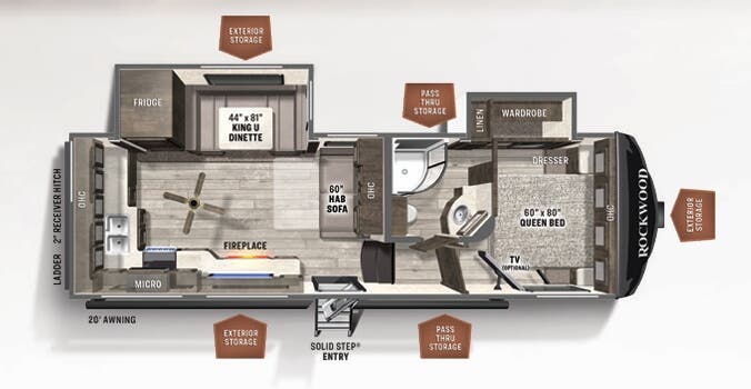 View 2021 Forest River Rockwood Ultra Lite 2622RK complete specs and manufacturer brochures