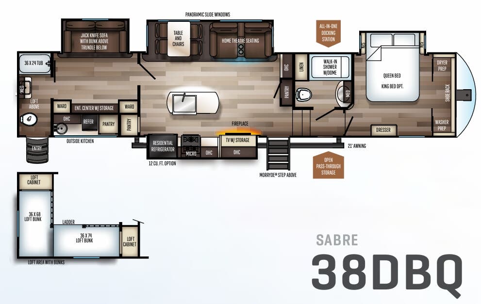View 2021 Forest River Sabre 38DBQ complete specs and manufacturer brochures