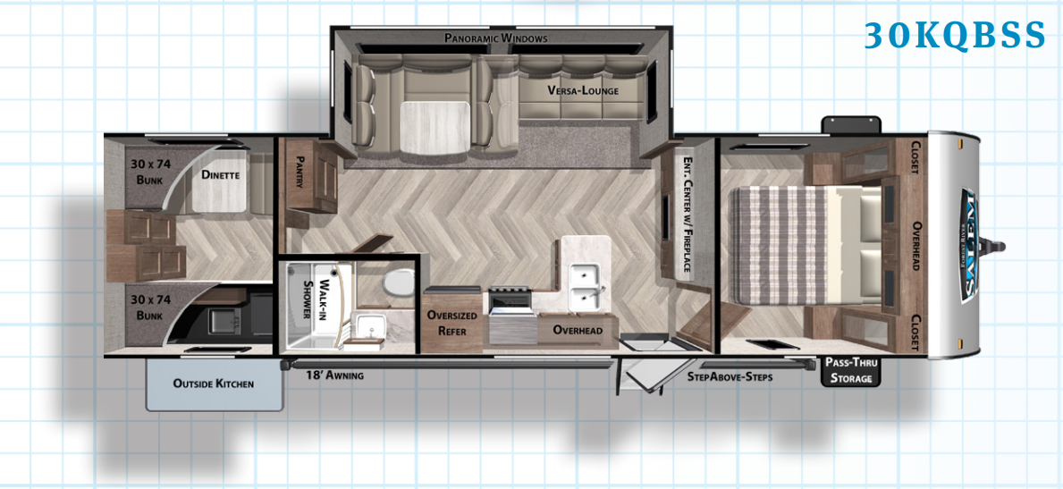 View 2021 Forest River Salem 30KQBSS complete specs and manufacturer brochures