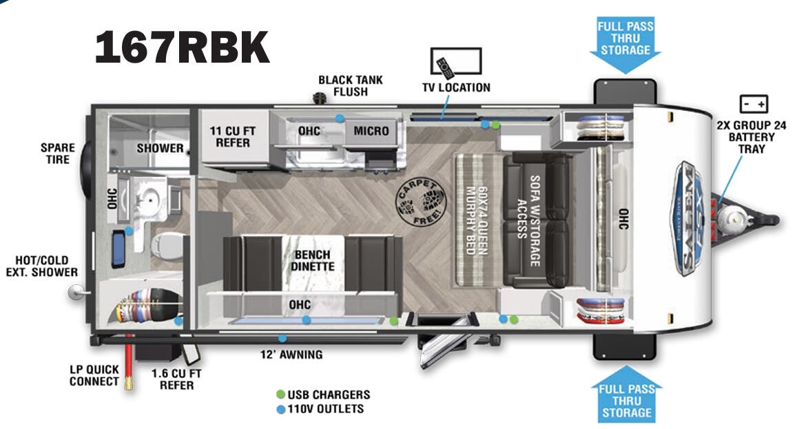 View 2021 Forest River Salem FSX 167RBK complete specs and manufacturer brochures