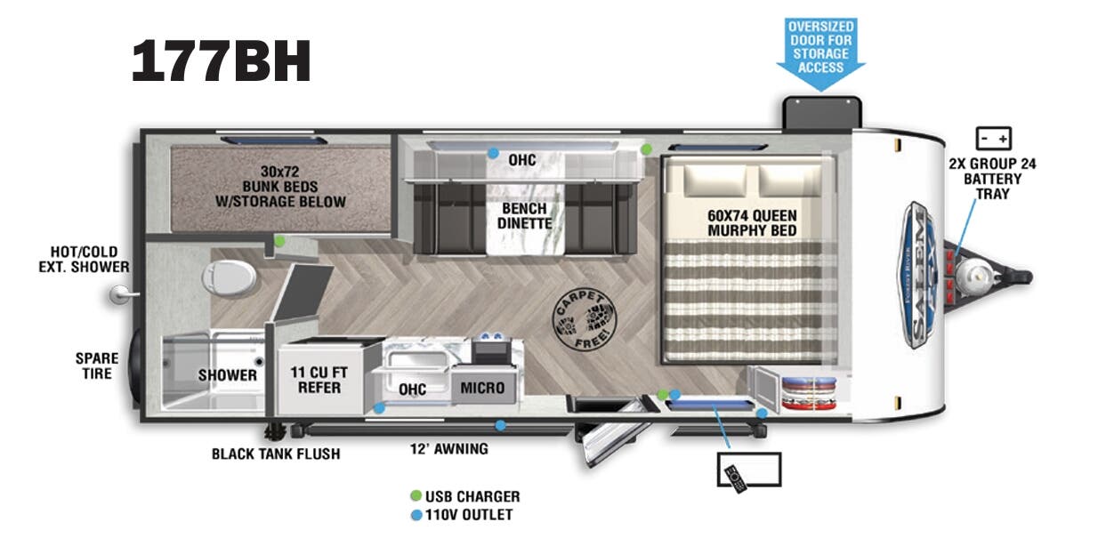 View 2021 Forest River Salem FSX 177BH complete specs and manufacturer brochures