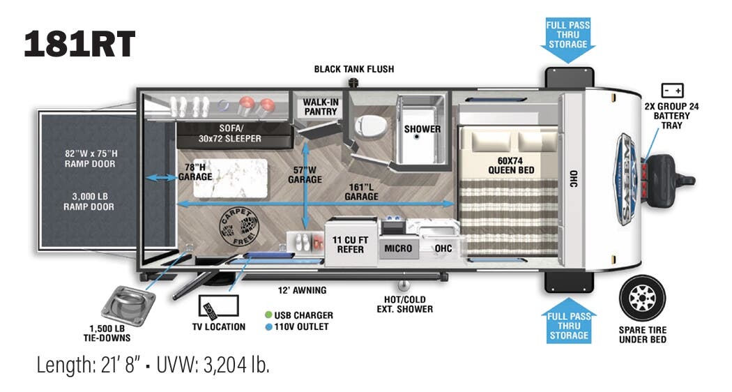 View 2021 Forest River Salem FSX 181RT complete specs and manufacturer brochures