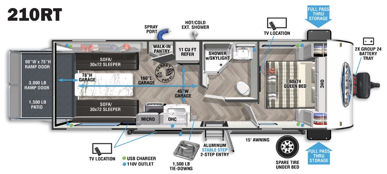 View 2021 Forest River Salem FSX 210RT complete specs and manufacturer brochures