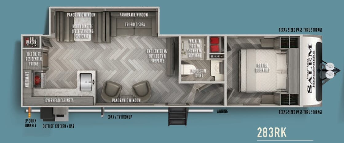 View 2021 Forest River Salem Hemisphere 283RK complete specs and manufacturer brochures