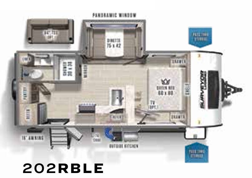 View 2021 Forest River Surveyor Legend 202RBLE complete specs and manufacturer brochures