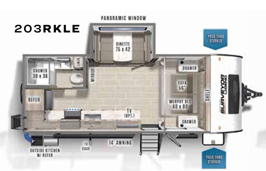 View 2021 Forest River Surveyor Legend 203RKLE complete specs and manufacturer brochures