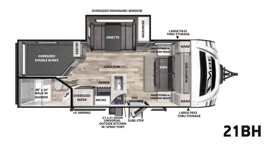 View 2021 Forest River Vibe 21BH complete specs and manufacturer brochures