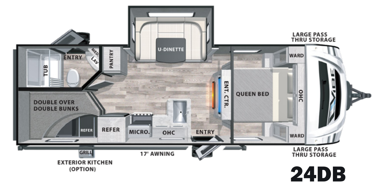 View 2021 Forest River Vibe 24DB complete specs and manufacturer brochures