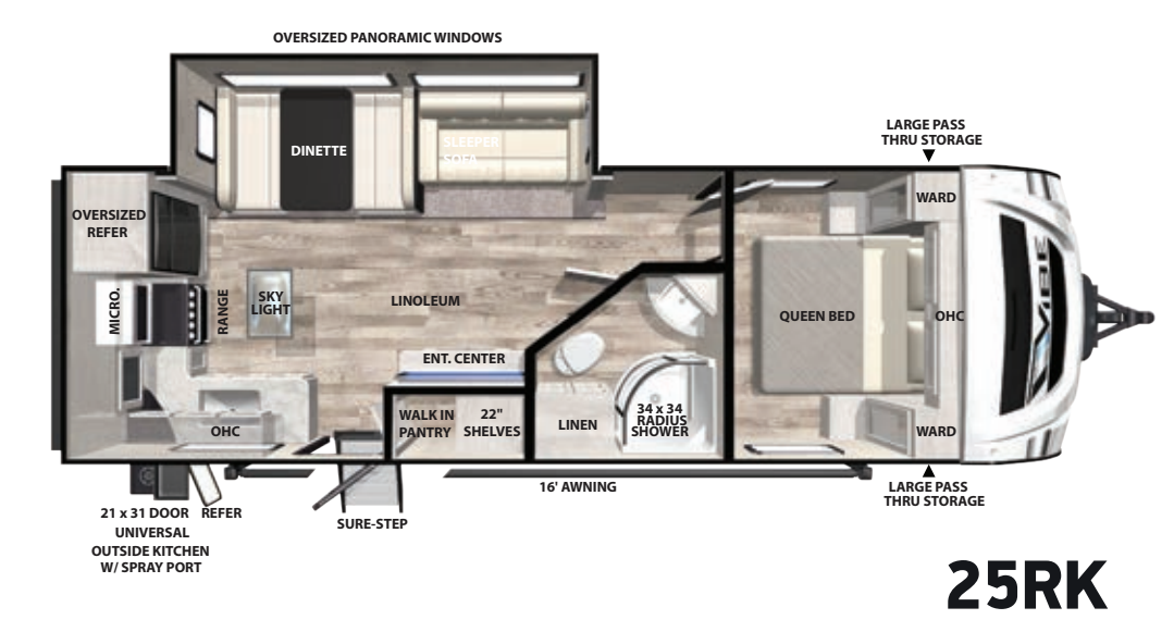 View 2021 Forest River Vibe 25RK complete specs and manufacturer brochures