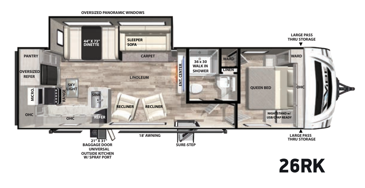 View 2021 Forest River Vibe 26RK complete specs and manufacturer brochures