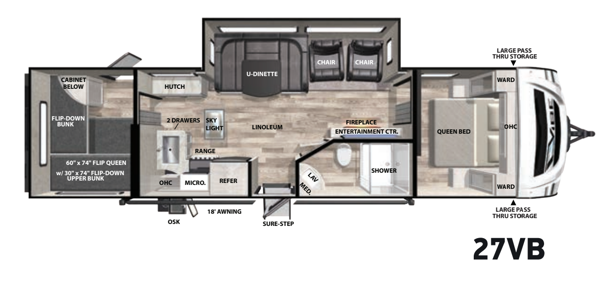 View 2021 Forest River Vibe 27VB complete specs and manufacturer brochures