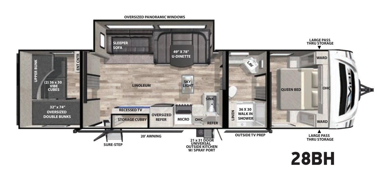 View 2021 Forest River Vibe 28BH complete specs and manufacturer brochures