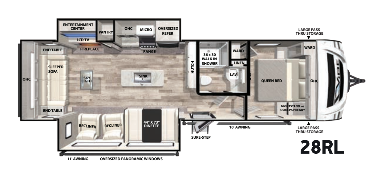 View 2021 Forest River Vibe 28RL complete specs and manufacturer brochures