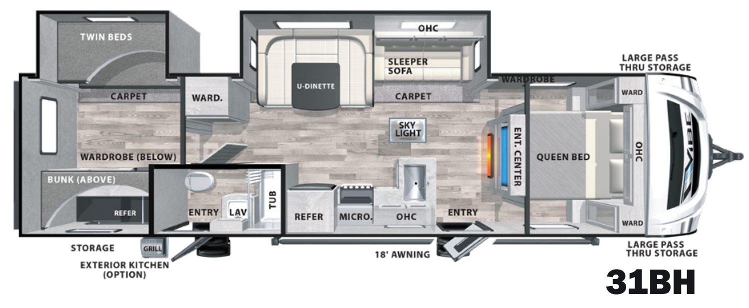 View 2021 Forest River Vibe 31BH complete specs and manufacturer brochures