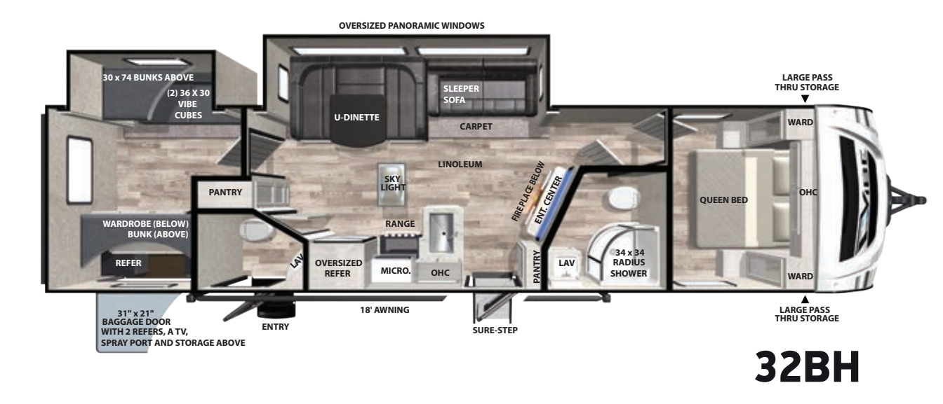 View 2021 Forest River Vibe 32BH complete specs and manufacturer brochures