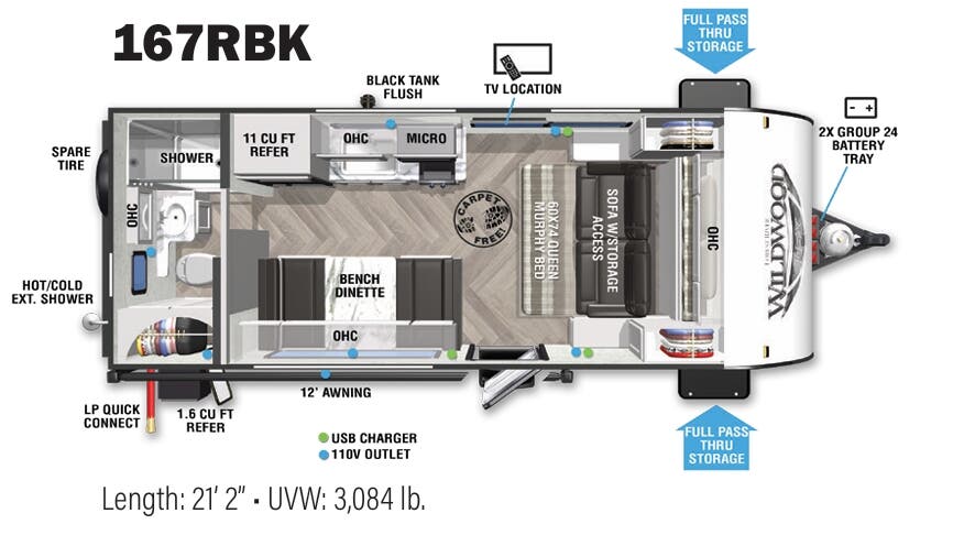 View 2021 Forest River Wildwood FSX 167RBK complete specs and manufacturer brochures