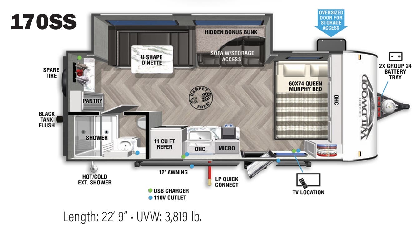View 2021 Forest River Wildwood FSX 170SS complete specs and manufacturer brochures