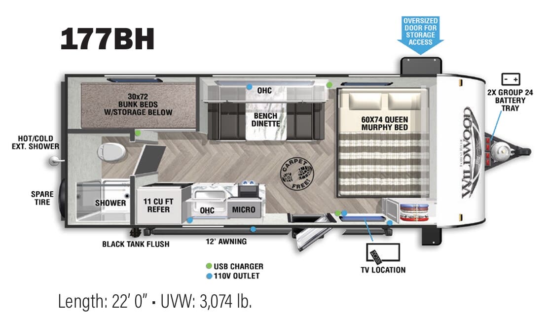 View 2021 Forest River Wildwood FSX 177BH complete specs and manufacturer brochures