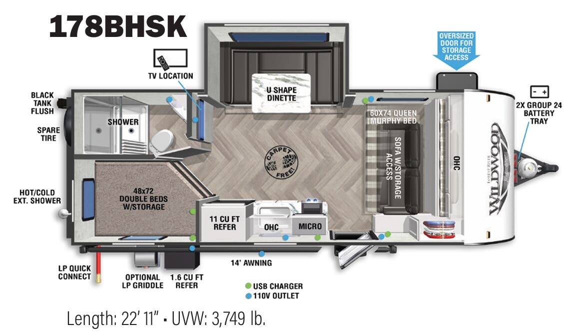 View 2021 Forest River Wildwood FSX 178BHSK complete specs and manufacturer brochures
