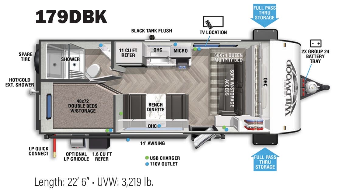View 2021 Forest River Wildwood FSX 179DBK complete specs and manufacturer brochures