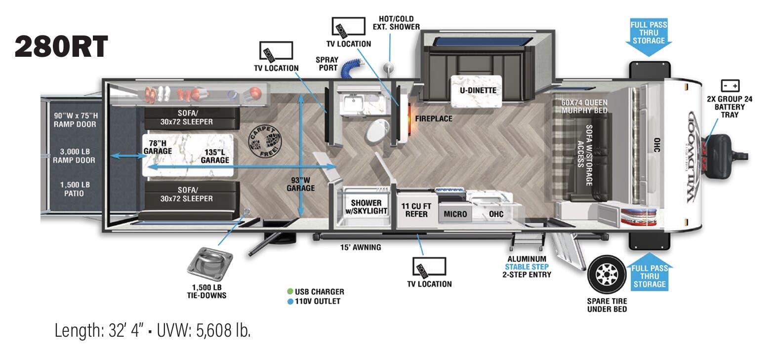 View 2021 Forest River Wildwood FSX 280RT complete specs and manufacturer brochures