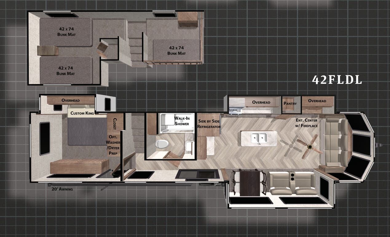 View 2021 Forest River Wildwood Grand Lodge 42FLDL complete specs and manufacturer brochures