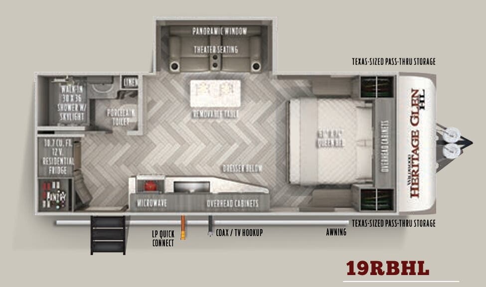 View 2021 Forest River Wildwood Heritage Glen Hyper-Lyte 19RBHL complete specs and manufacturer brochures