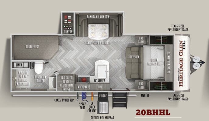 View 2021 Forest River Wildwood Heritage Glen Hyper-Lyte 20BHHL complete specs and manufacturer brochures