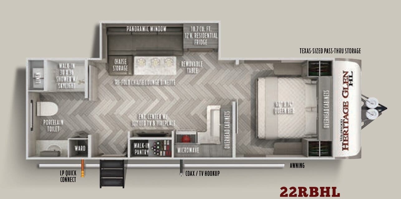 View 2021 Forest River Wildwood Heritage Glen Hyper-Lyte 22RBHL complete specs and manufacturer brochures