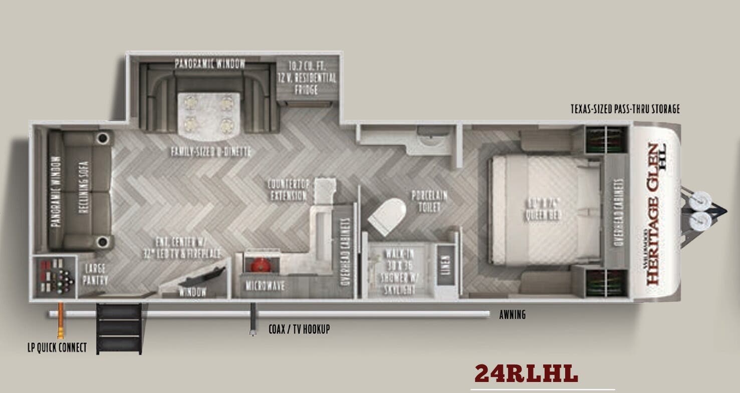 View 2021 Forest River Wildwood Heritage Glen Hyper-Lyte 24RLHL complete specs and manufacturer brochures